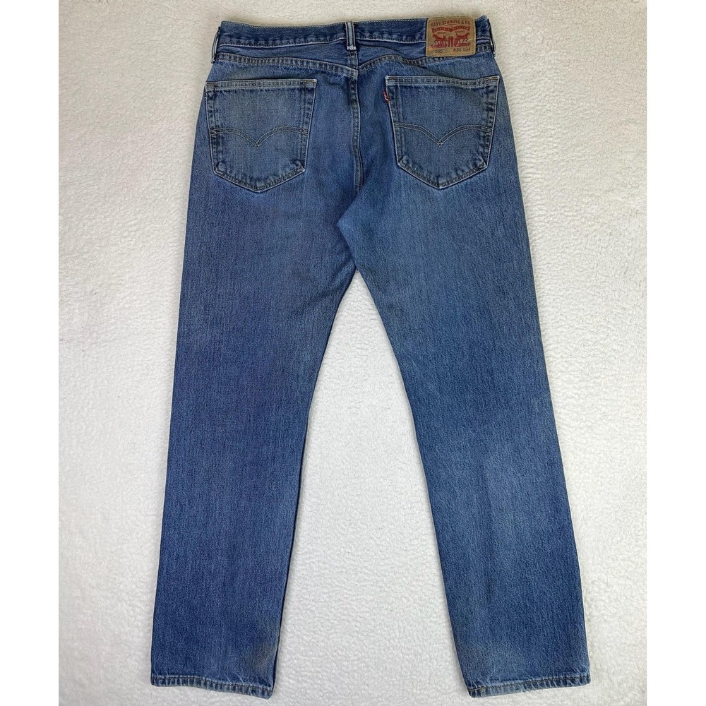 Levis 505 Mens 36x34 Blue Regular Straight Denim Jeans Medium Wash 00505-4891 - Picture 2 of 16